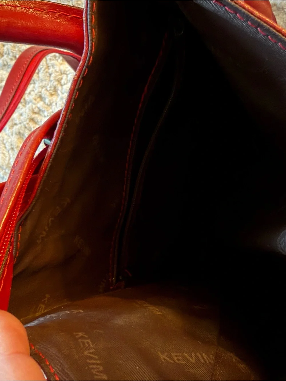 Kevim red leather backpack